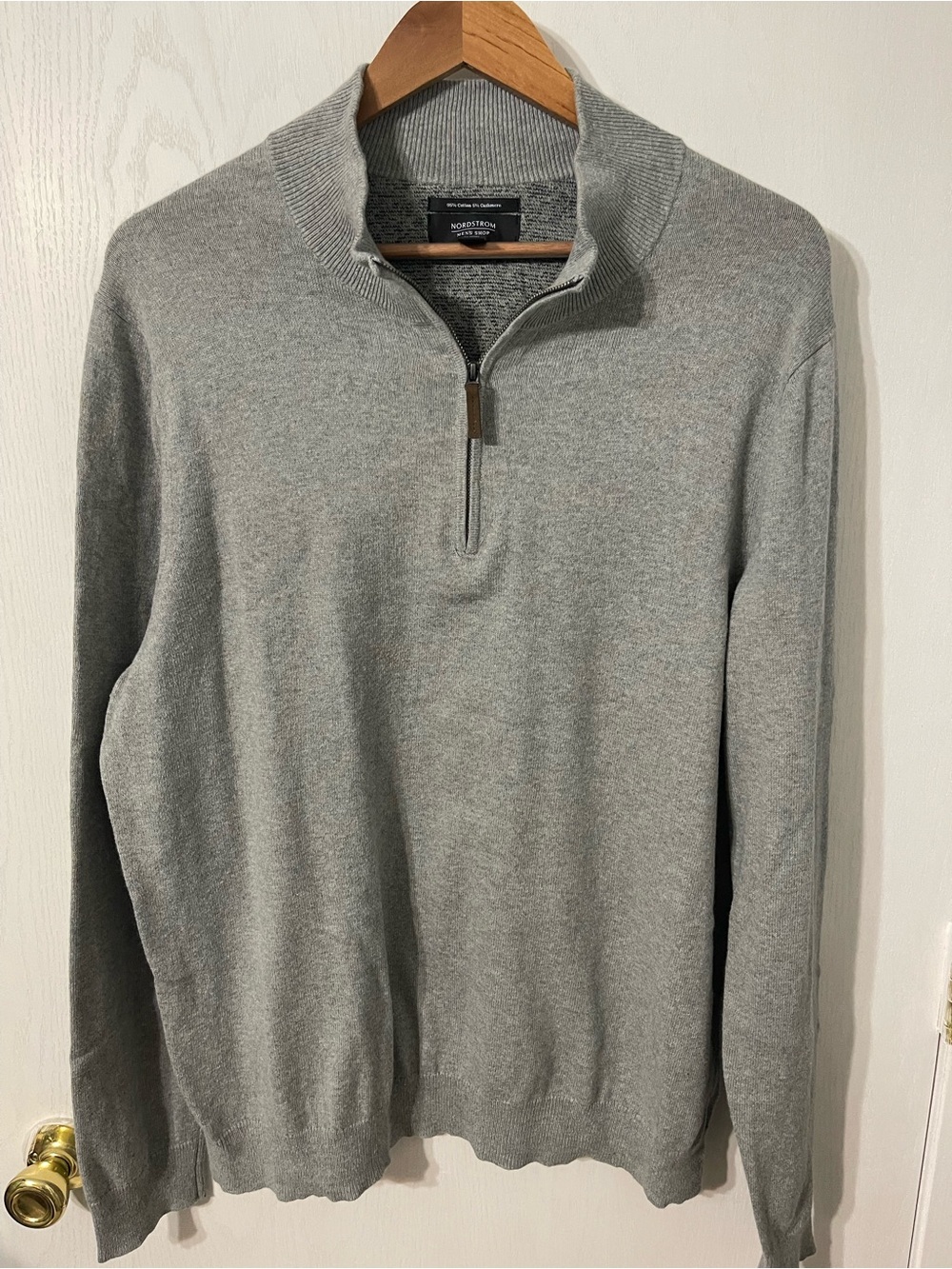 Nordstrom Men’s Gray Cotton-Cashmere Quarter Zip Sweater
